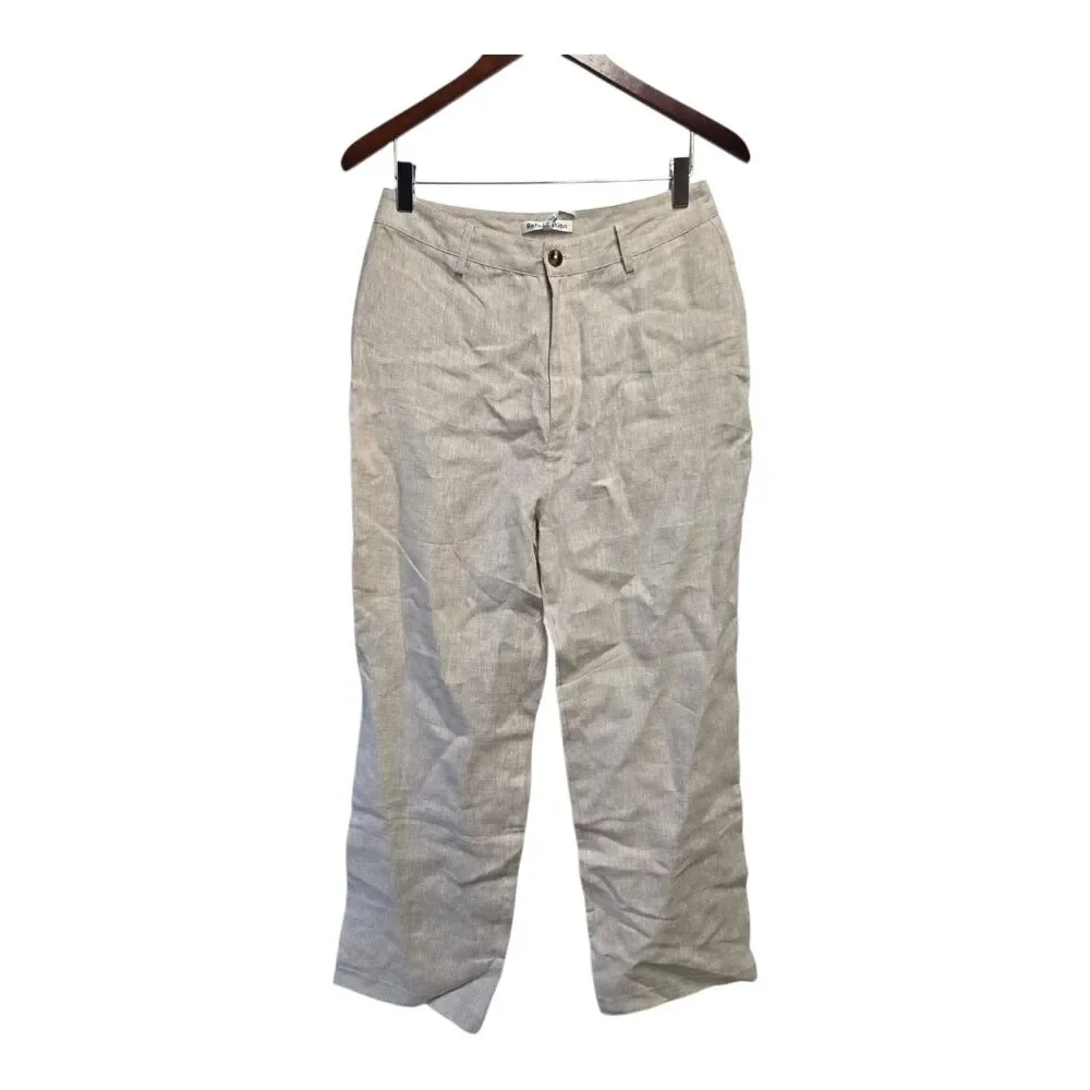 REFORMATION‎ Freddie Linen Pants Oatmeal Beige Neutral Size 8